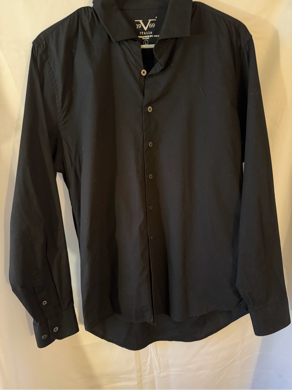 19V69 Italia Men's Black Button-Up Shirt